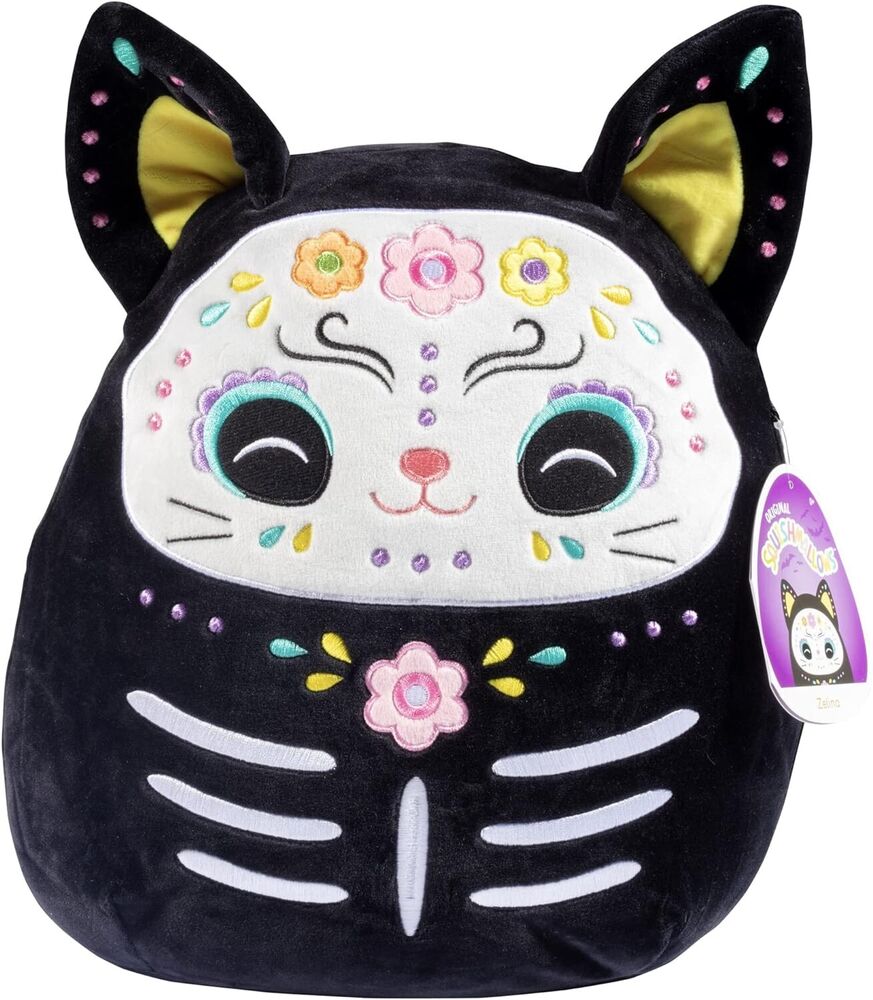 Squishmallows 12 Inch Day of the Dead Zelina the Cat Plush Squishy Halloween NWT