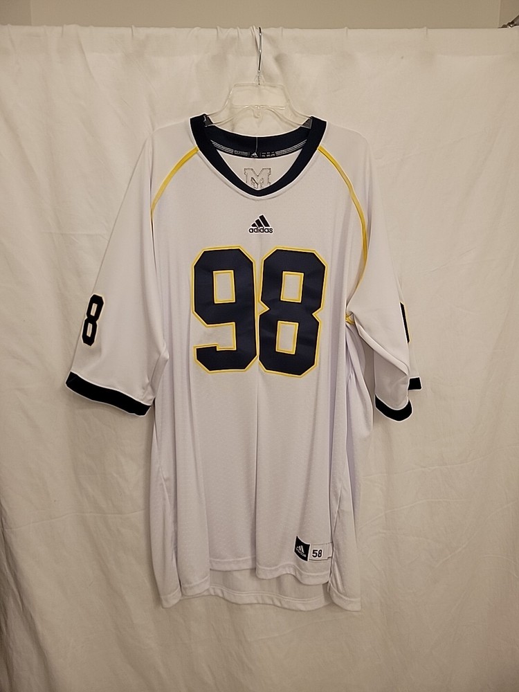Adidas Authentic NCAA Jersey Michigan Wolverines #98 White Size 58 4XL NWOT