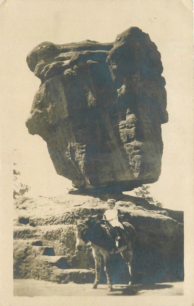 c1910 Colorado Springs Colorado Balance Rock Garden Gods RPPC Postcard 25-11584