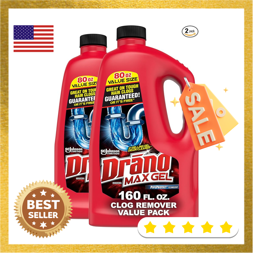 Drano Max Gel Drain Clog Remover, 160 Ounces, 2 Count
