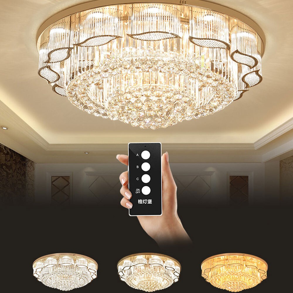 Modern Crystal LED Ceiling Light Chandelier Flush Mount Lamp Lighting Fixture US