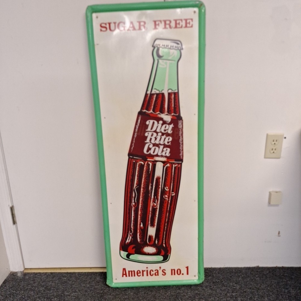 Vintage Diet Rite Cola Sugar Free No. 1 Soda Retro Metal Sign