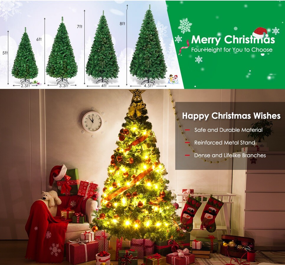 Christmas Tree With Lights 4/5/6/7ft Deluxe With USB LED Remote and Stand XMAS