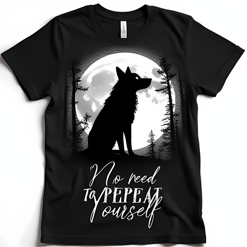 Howling T-Shirt with Full Moon & Trees Black Tee