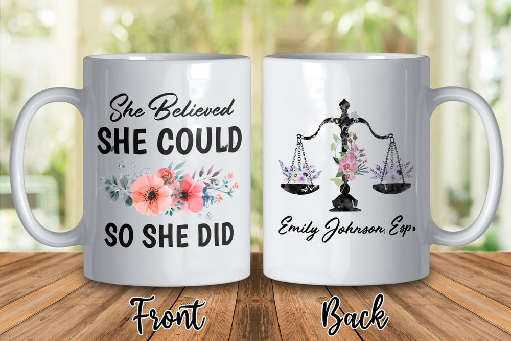 Personalized Law School Graduation She Believed She Could So She Didflower Mugs