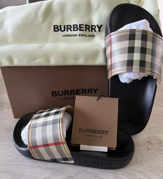 Burberry youth Mini Furley Vintage Check Slide Sandals -child 28 eu / 11 us -new