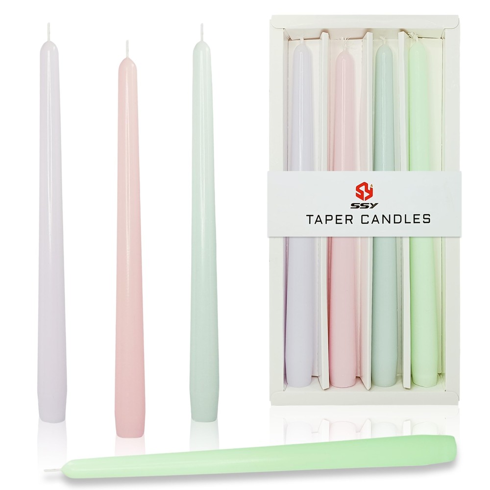 10 Inch Unscented Taper Candles Set of 4 Smokeless Color Sticks