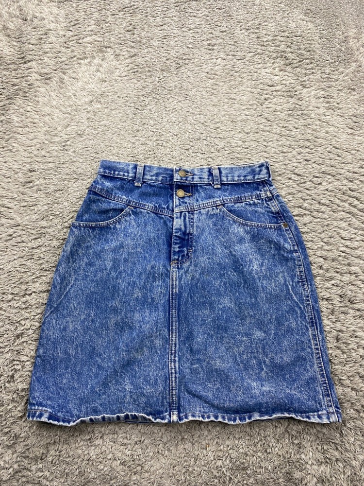 Vtg Zena Denim Skirt Women Junior 13 Acid Wash High Rise Y2K 90s Pencil Mini USA