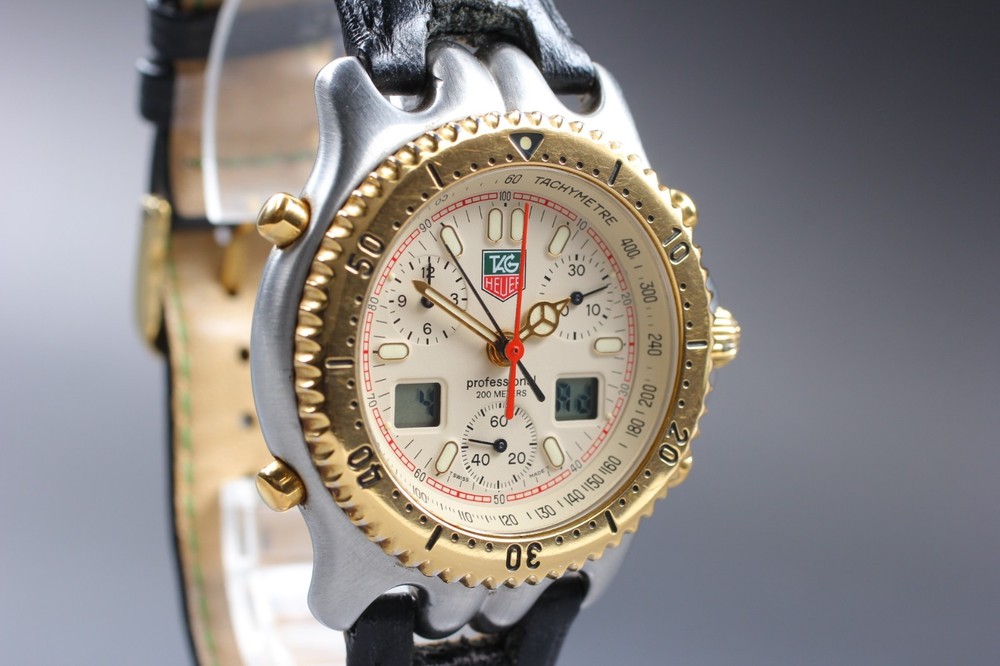 [NEAR MINT] TAG Heuer S/el CG1123-0 Senna Chronograph Gold 40mm Mens Watch JAPAN