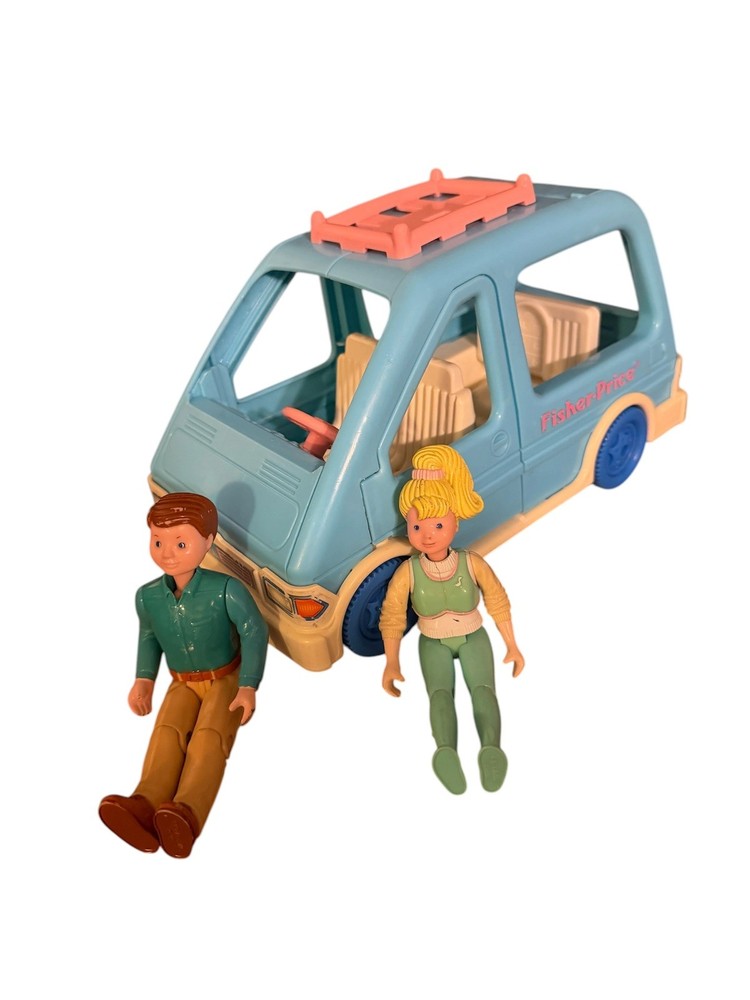 Fisher Price 1993 Loving Family Dollhouse Mini Van Car w/Dad & Mom Figures
