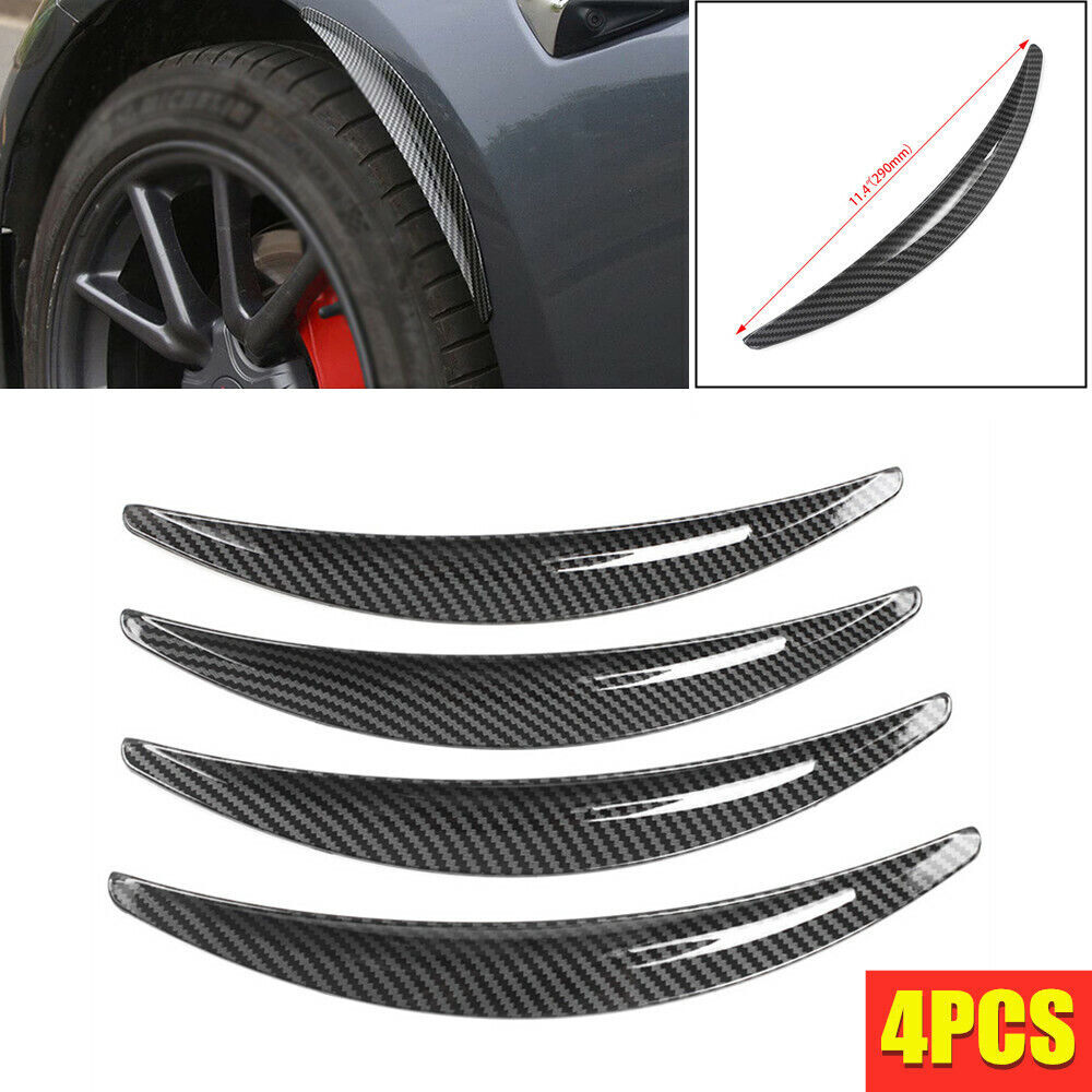 4Pcs Car Carbon Fiber Wheel Eyebrow Arch Trim Lips Fender Flares Protector Strip