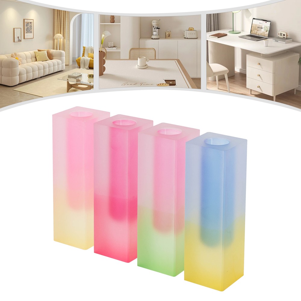 4 PCs Acrylic Vase Gradient Color Desktop Flower Vase Home Decor 22*13*13cm NEW