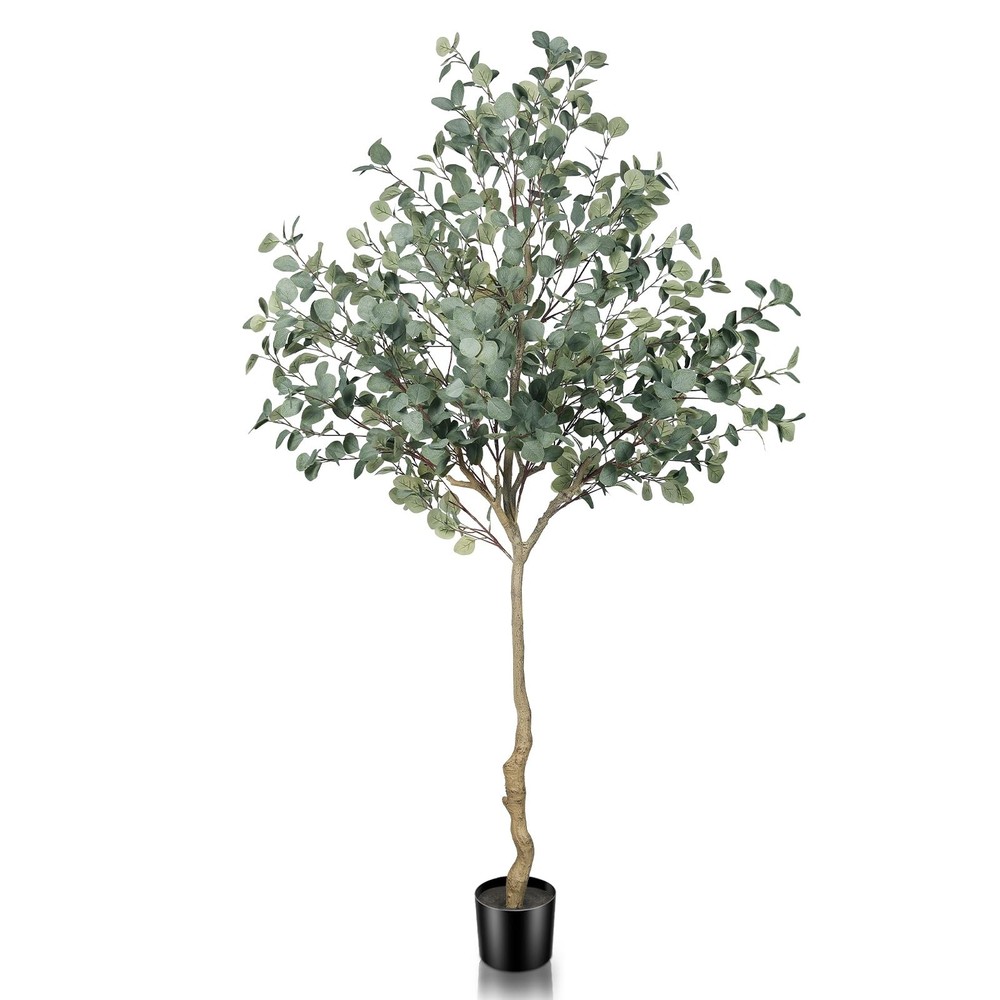 LYERSE Eucalyptus Tree Artificial 7ft - Faux Eucalyptus Tree in Plastic Nurse...