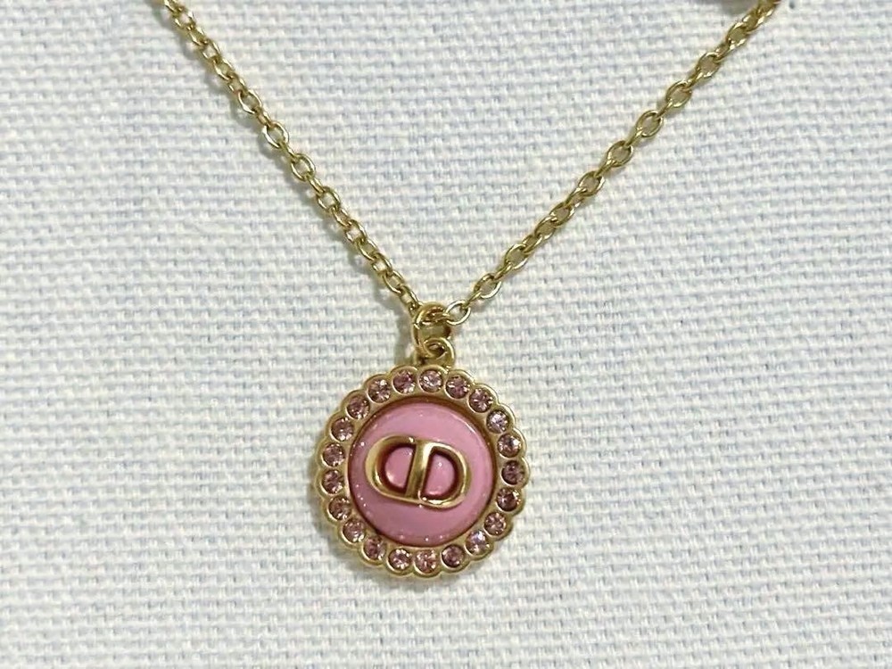 Christian Dior Petit CD Necklace in Pink Gold Pristine Condition