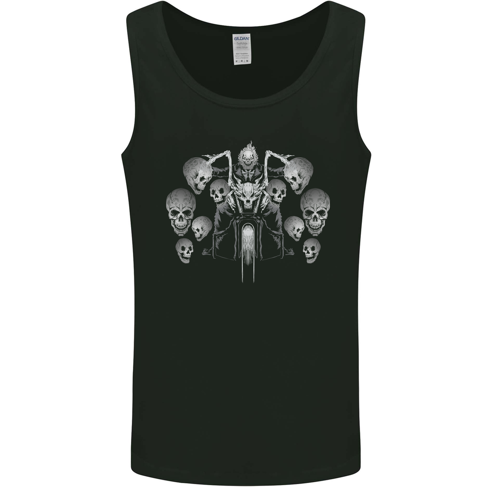 Motorcycle Skulls & Rider Motorbike Biker Mens Vest Tank Top