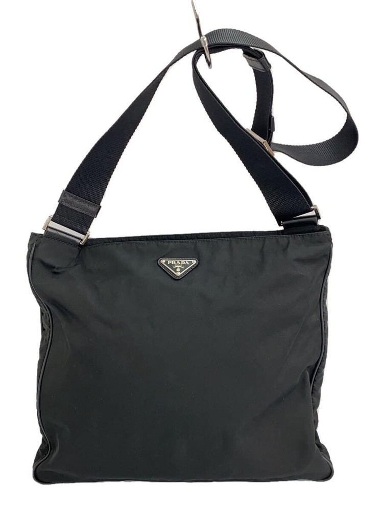 RARE PRADA Nylon Shoulder Bag in Black VA0348 Solid Color
