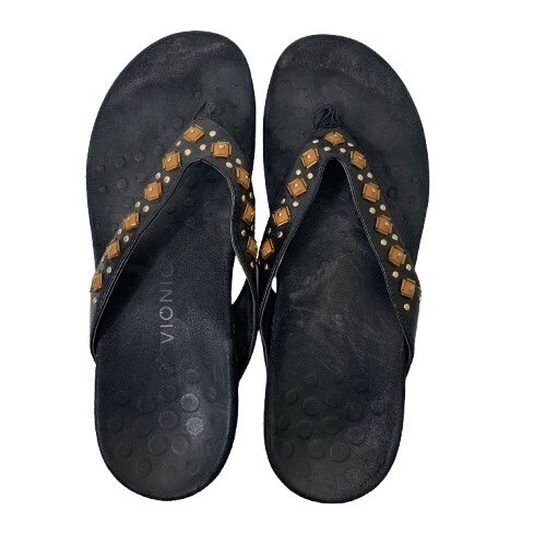 Vionic Floriana Black Croc Embossed Boho Sandals Size 10