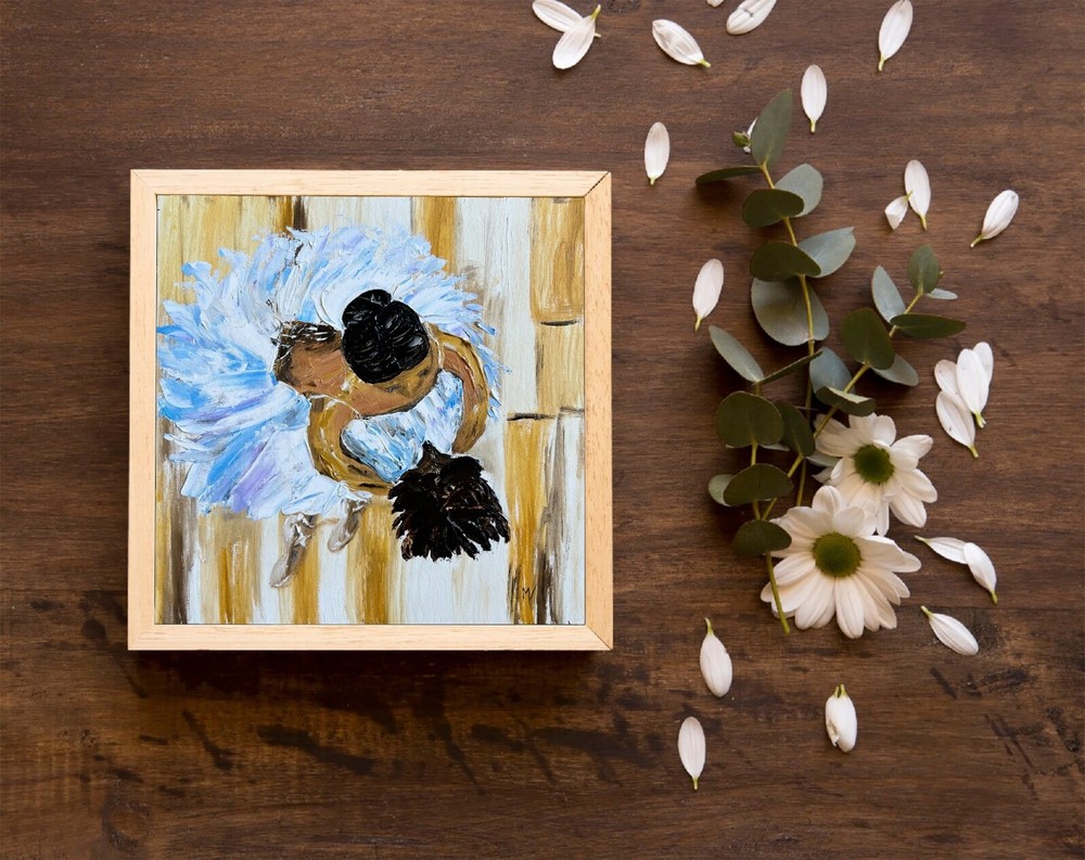 Ballerina & Dog Painting Queen African American Original Oil 12