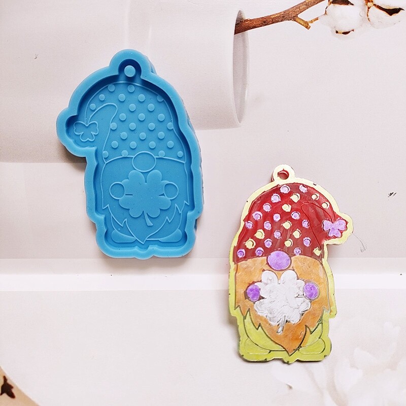 Dwarf for Shape Keychain Epoxy Resin Mold Gnome Hanging Pendant Silicone Mo