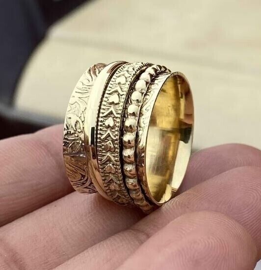 Solid Brass Ring Handmade Jewelry Pure Brass Mediation Women Ring All Size SR610