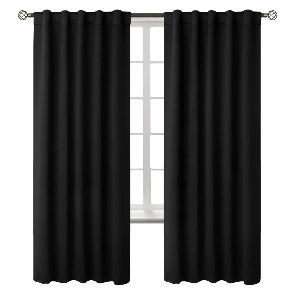 Halloween Black Blackout Curtains 84 inches Long - Rod Pocket and Back Tab Th...