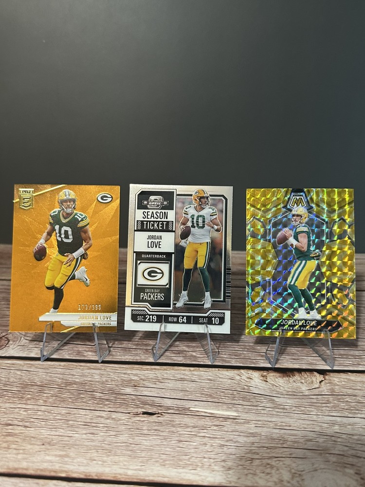 Jordan Love Lot 2024 Mosaic,2024 Donruss Elite/399, 2023 Contenders Optic Silver