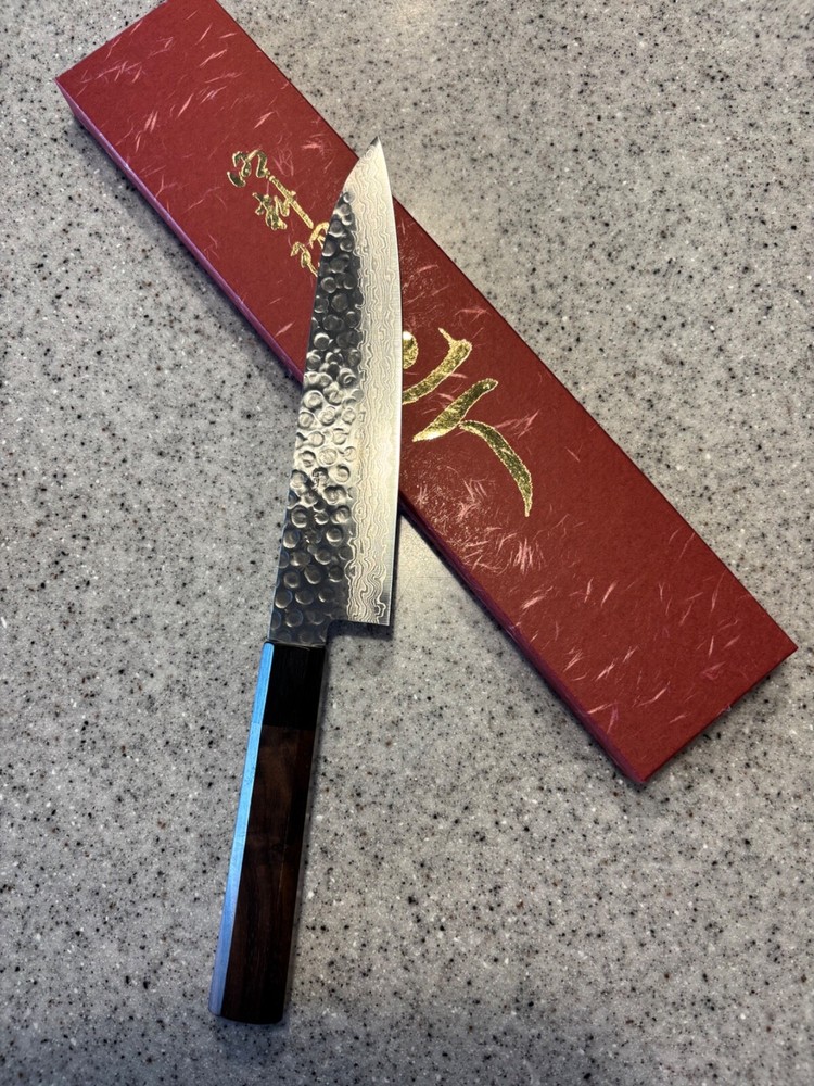 KIWAMI Hammered Damascus 45-layer damask steel Gyuto Knife 180mm from Japan