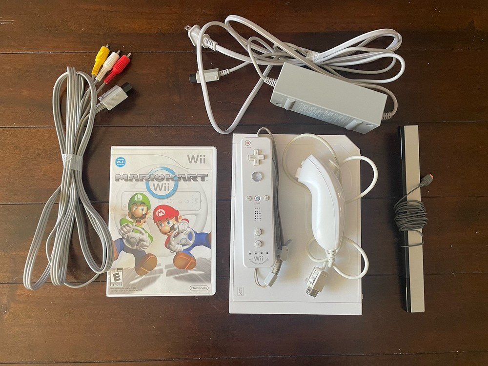 Nintendo Wii Console With Mario Kart Wii !Tested Works!