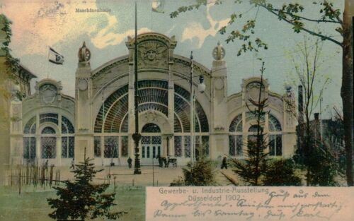 Postcard Düsseldorf 1902 commercial industrial exhibition Maschinenh (b0107)