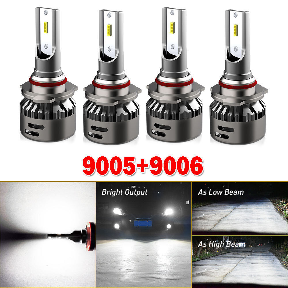 AUXITO 9005 4x 9006 Headlight LED Bulbs High Low Beam Combo 6500K White Canbus M