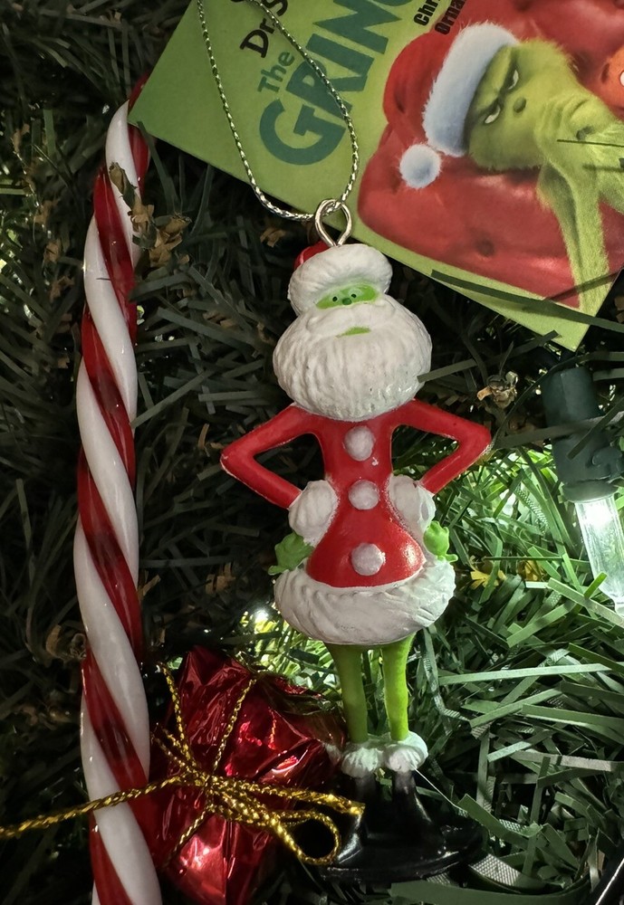 New Santa Clause The Grinch Dr. Seuss Christmas Tree Ornament w Shiny Present
