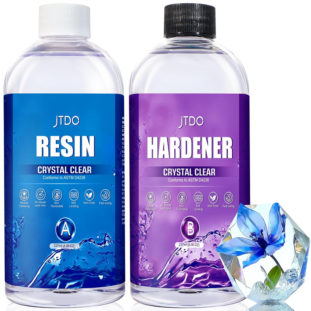 Epoxy Resin - 16 Oz Crystal Clear Epoxy Resin Kit, Self-Leveling, Bubbles Free,