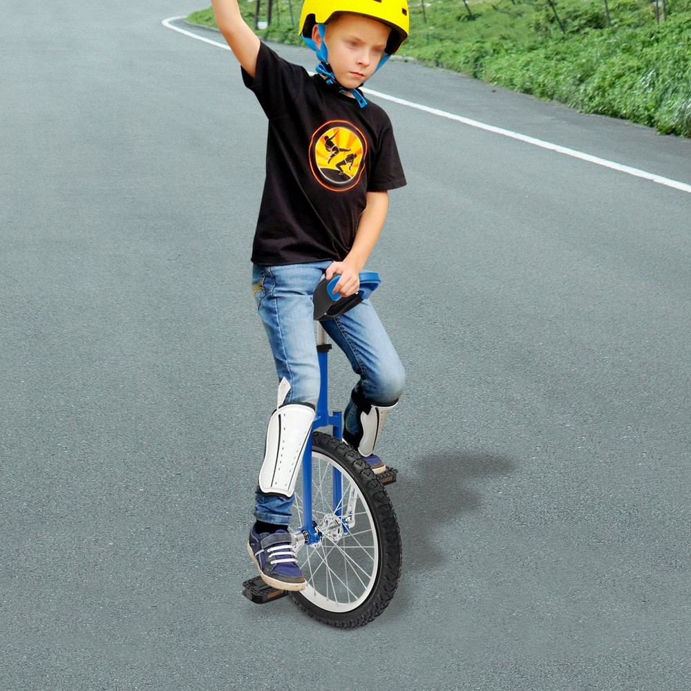 17.72inches Blue Adjustable Exercise Unicycle Outdoor Unicycle One Wheel Bike