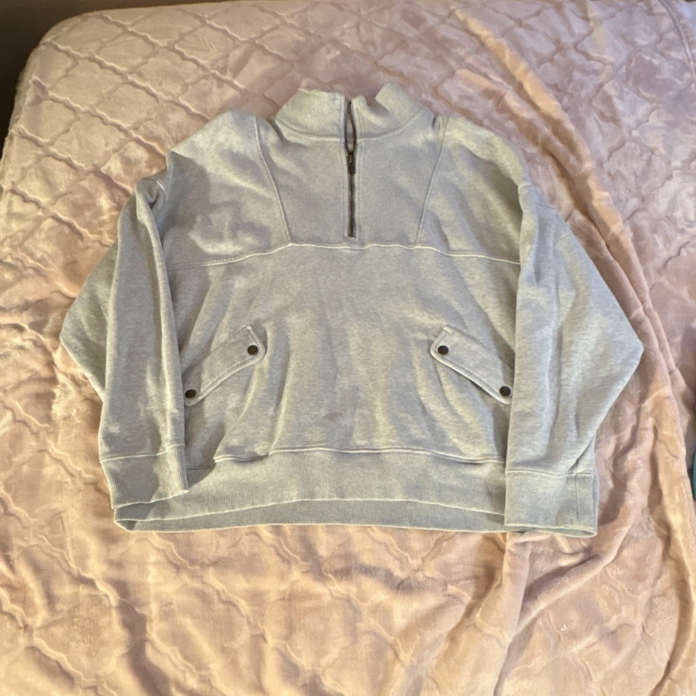 Aerie Women's Gray 1/4 Zip Sweatshirt Mock Neck Long Sleeve Size L