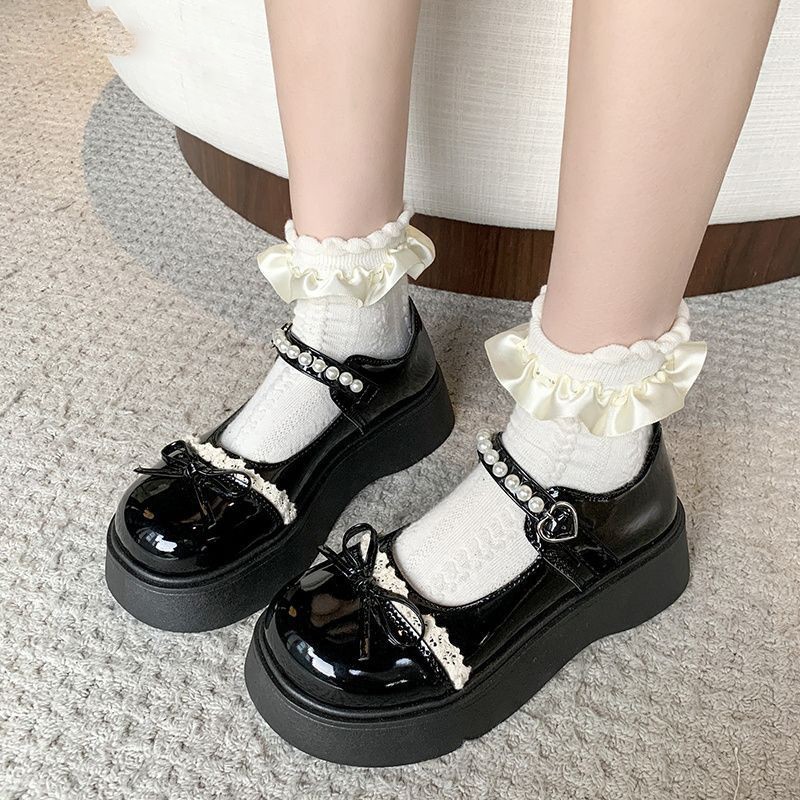 Sweet Girls Womens Mary Janes Faux Leather Bow JK Uniform Lolita Cosplay Shoes