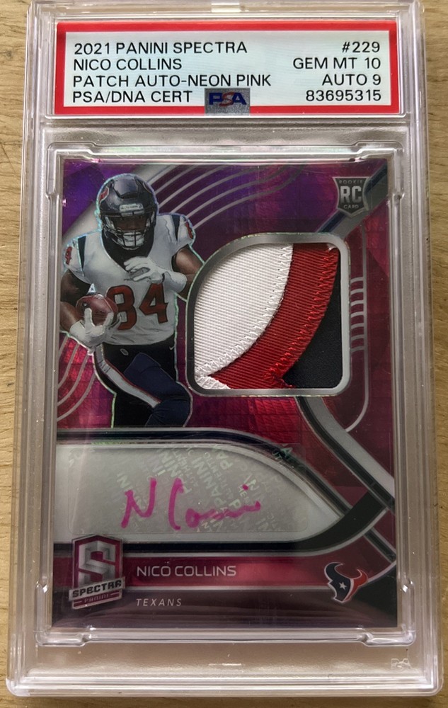 2021 panini Spectra Rookie Patch Auto RPA Nico Collins #229 Neon Pink Prizm /25