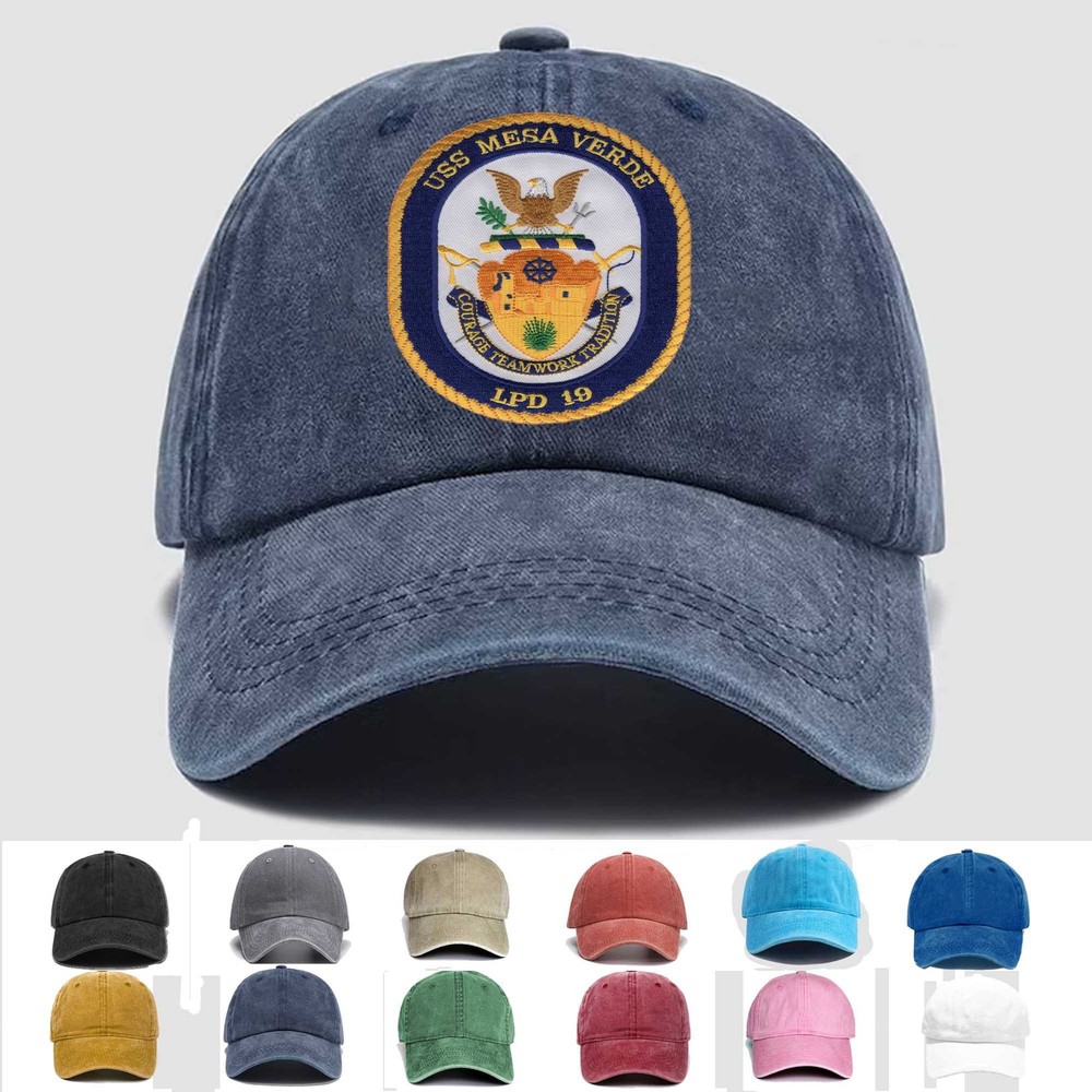 Custom Personalization Embroidered Hat LPD-19 USS Mesa Verde, Veteran Cap, Gift