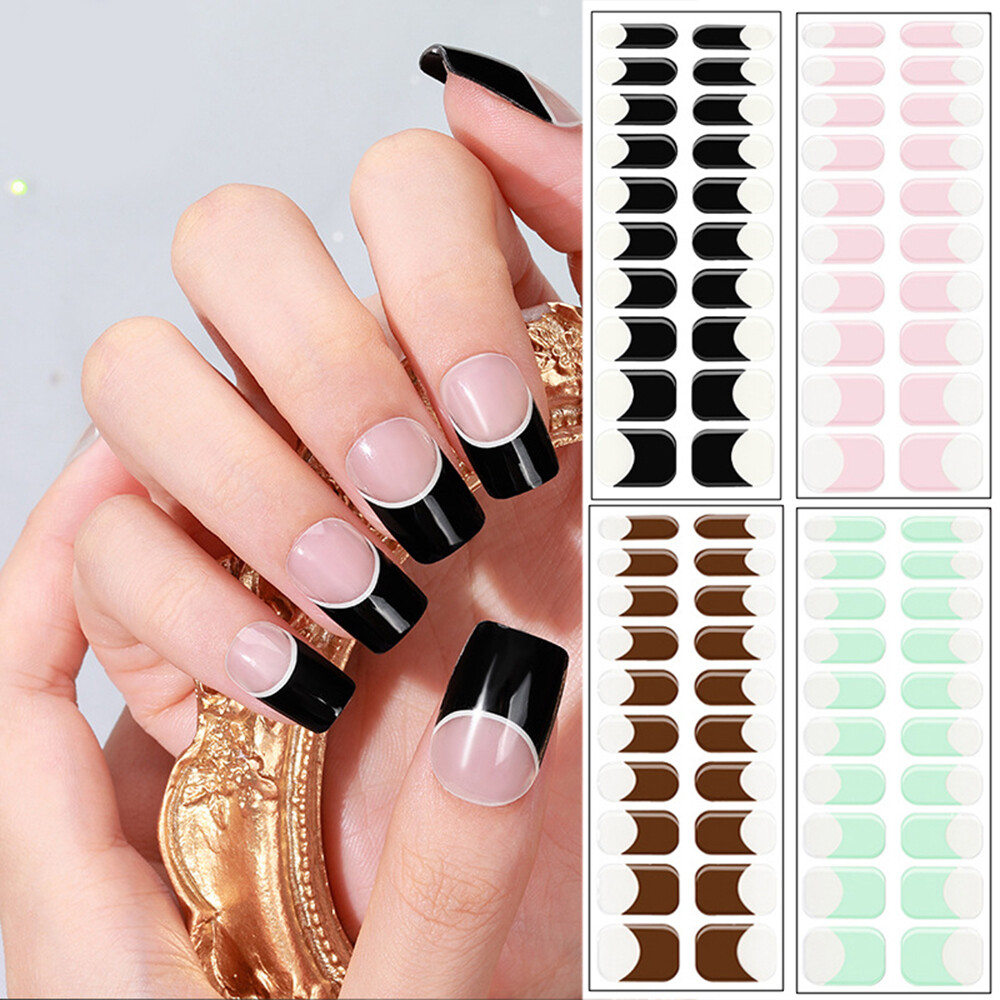 French Patch Full Cover Wraps Gel Nail Sticker UV Lamp Semi-Cured Manicure Tool