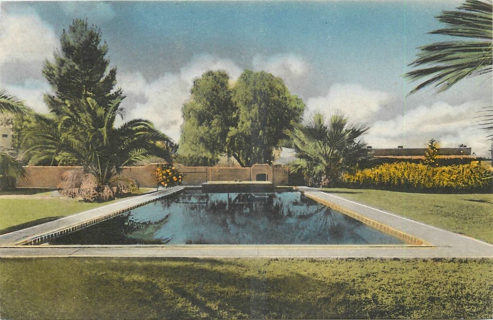 1920s Tucson Arizona Lodge of Desert Swimming Pool Albertype Postcard 25-3825