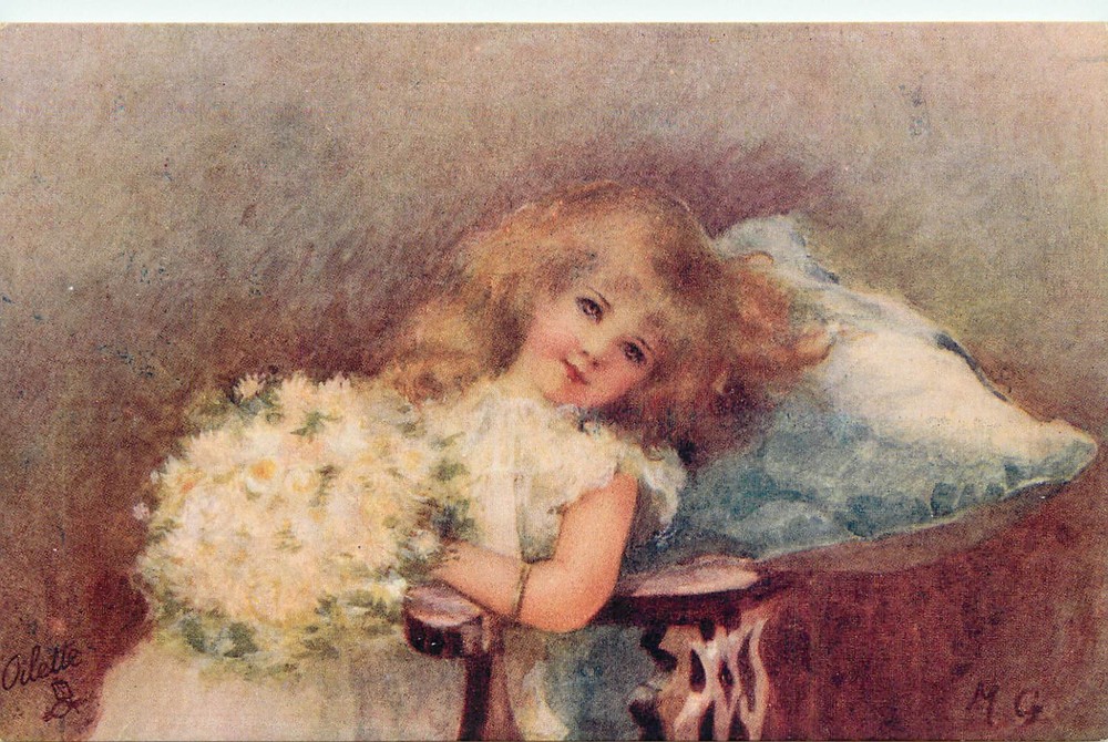 Tuck Postcard Thinking Of Somebody 8651 S/A Maud Goodman MG Girl With Flowers