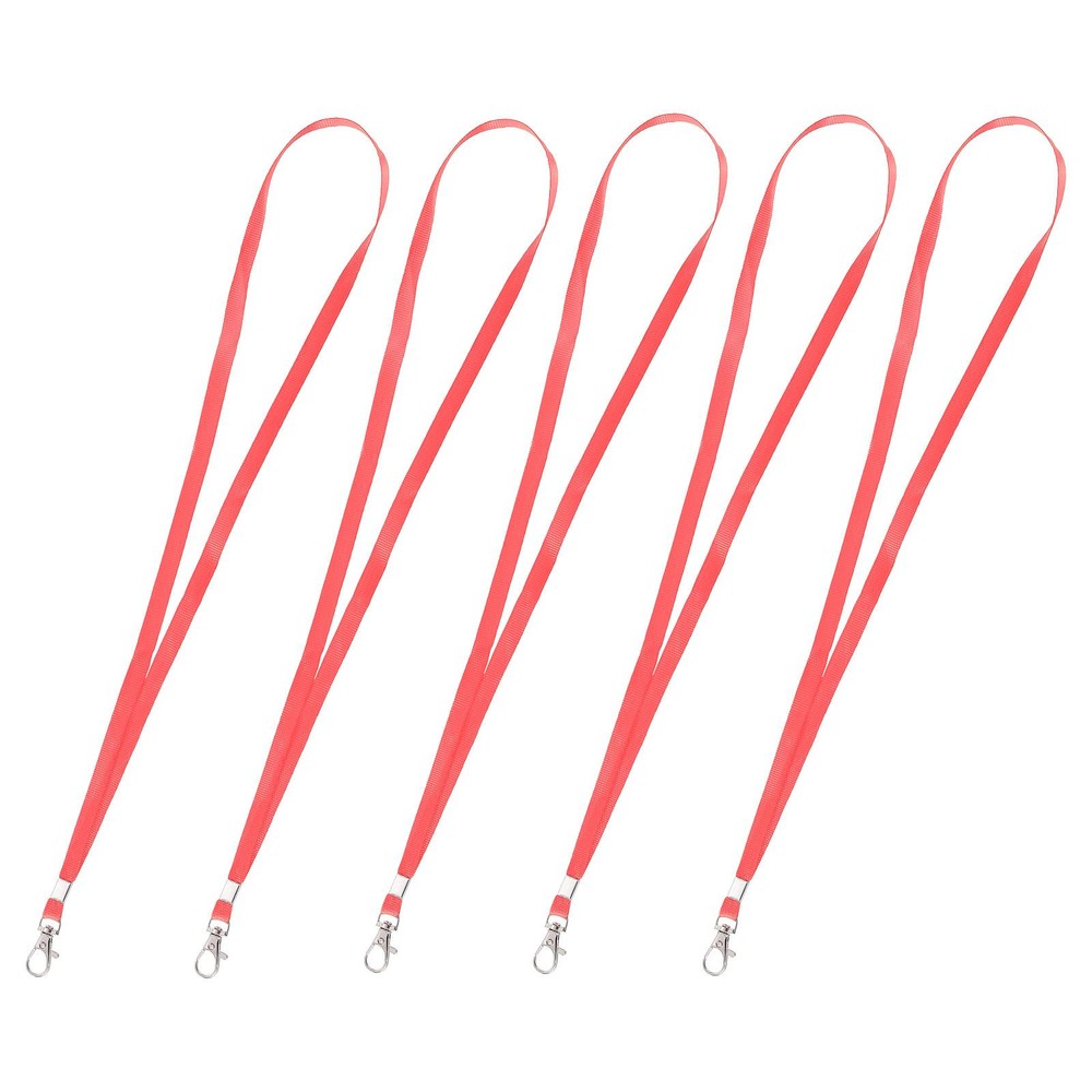 50-Piece Red Flat Lanyards with Swivel Hook Clip for Office ID Badges