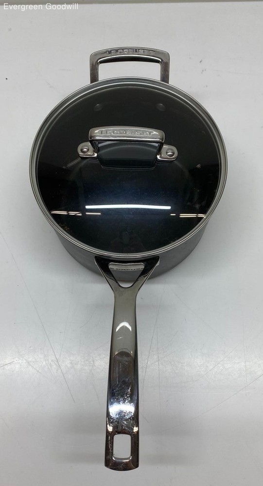 Preowned 10-Inch Le Creuset Black Silver Cooking Pot with Lid