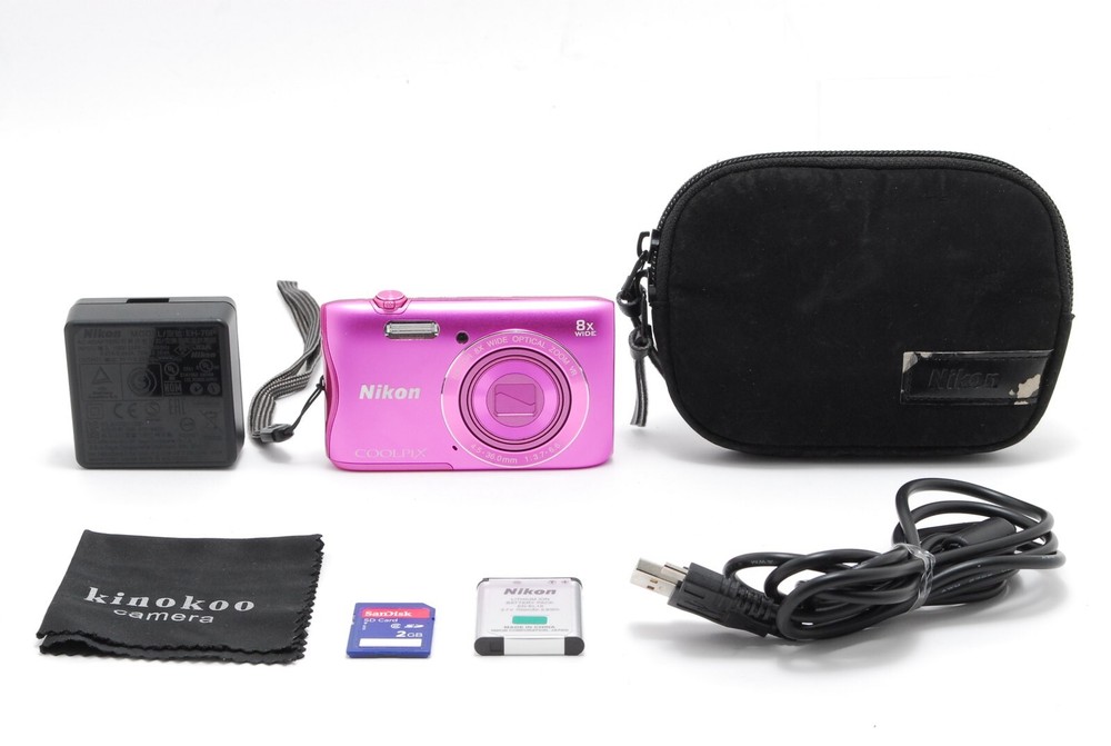 [NEAR MINT w/Strap] Nikon COOLPIX S3700 20.1MP Compact Digital Camera Pink JAPAN