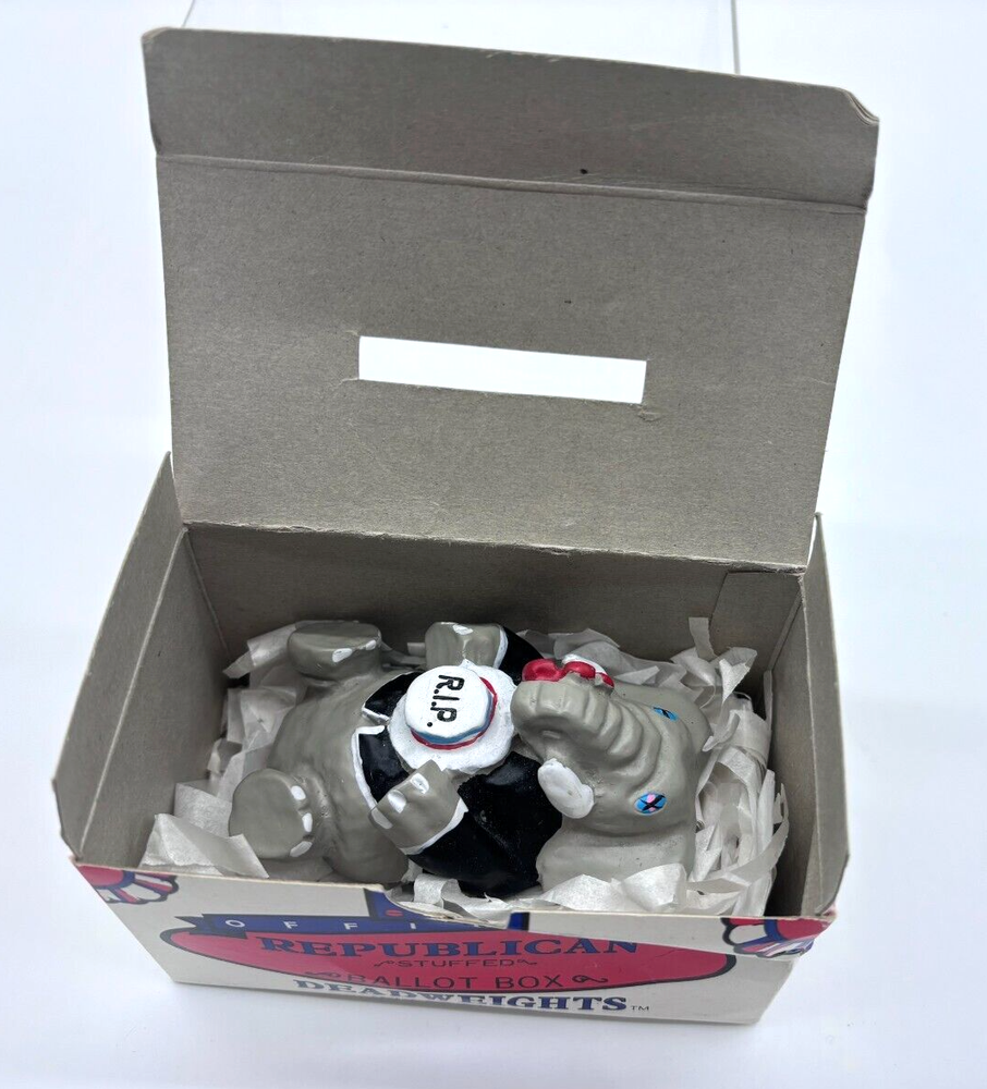 Republican Stuffed Ballot Box Deadweights PAPERWEIGHT - 1988 Election Elephant