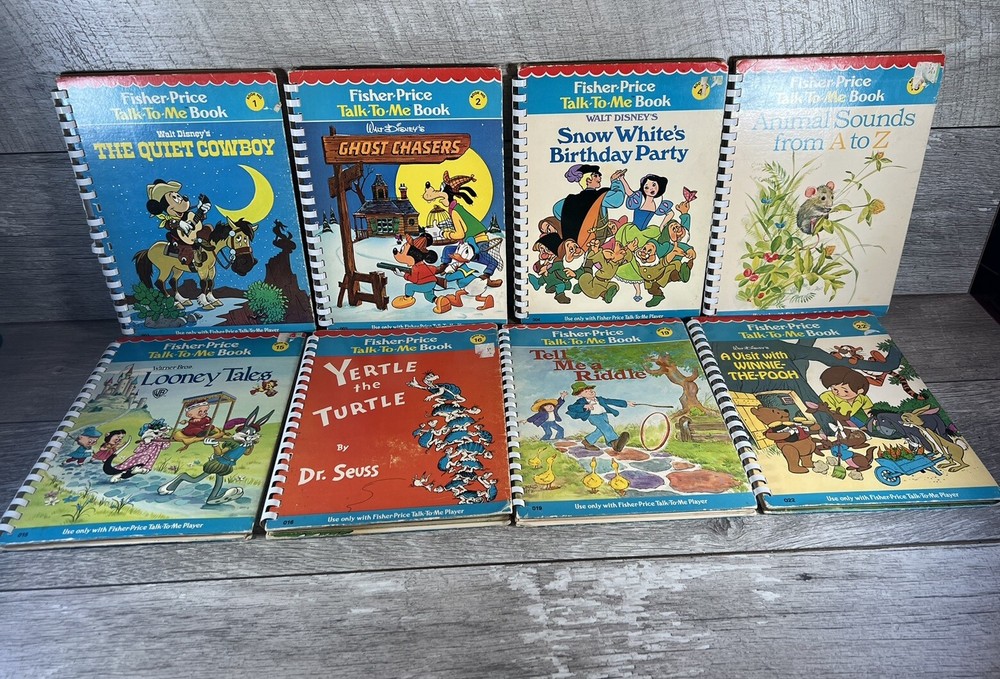 Lot of 8 Fisher Price TALK TO ME Preschool Books Disney Micky Looney Snow White