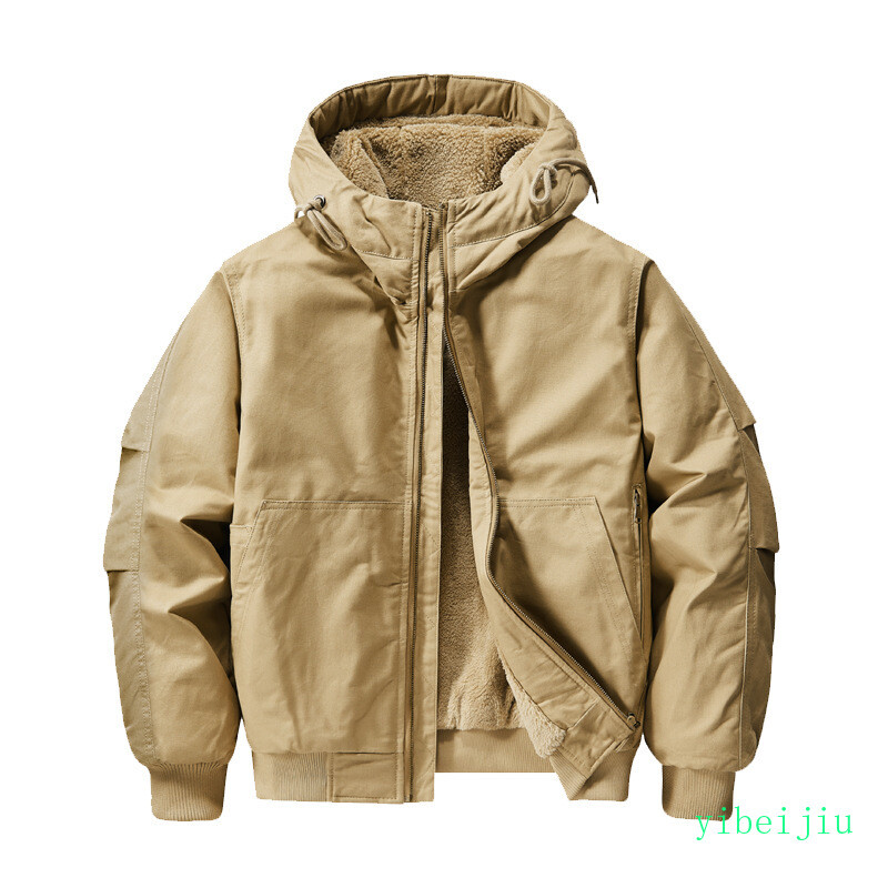Men's Fur Fleece Cotton Jackets Coats Hooded Winter Clothes Workwear Bomber 2025