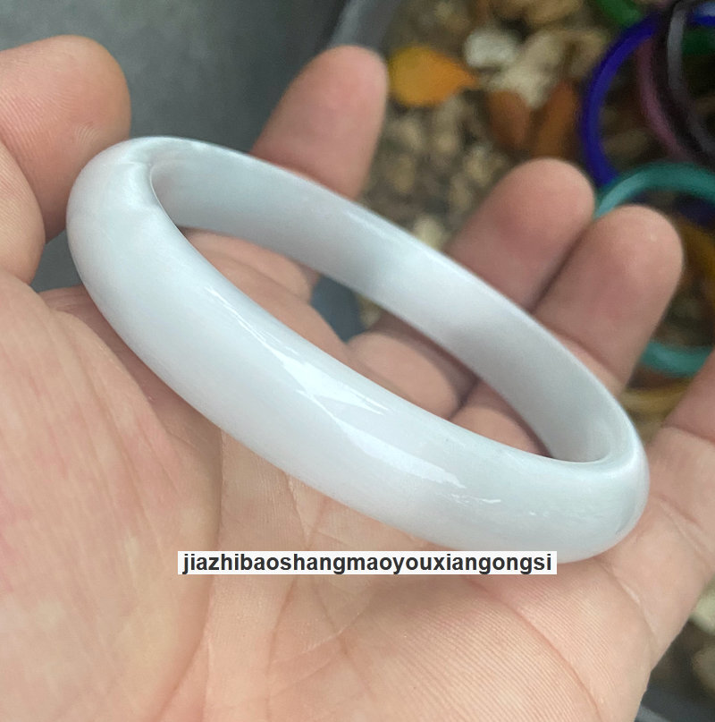 Beautiful Natural white Nephrite Opal Cat's Eye Gem Bangle Bracelet 63-64mm