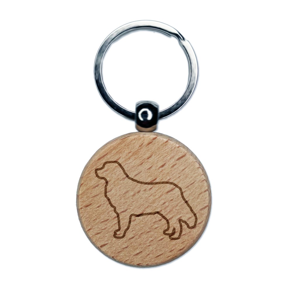 Bernese Mountain Dog Engraved Wooden Round Keychain Charm