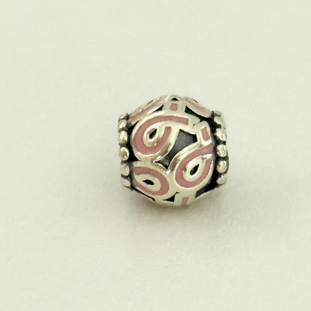 Pandora 925 Sterling Silver Pink Enamel Ribbon Breast Cancer Bead Charm