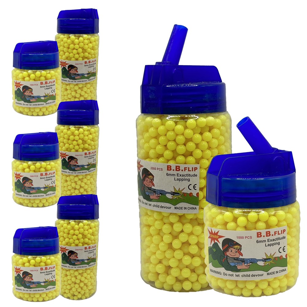 Airsoft BB bullet,6mm Polished 1000/2000 Round Bottle - Yellow